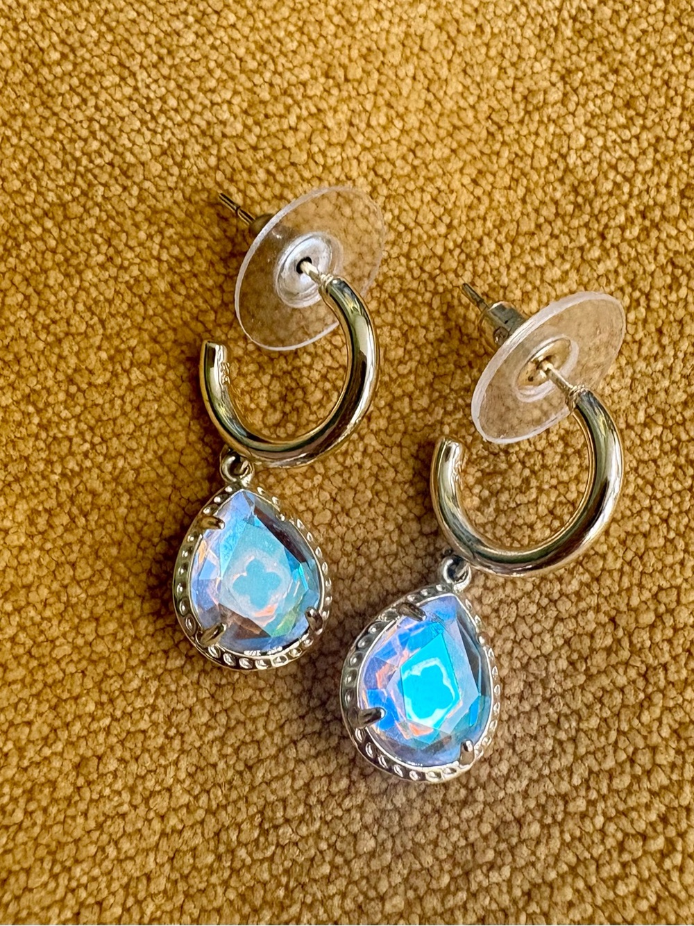 Kendra Scott Gold Hoop Earrings with Dichroic Glass Dangles